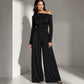 Offskulder jumpsuit med vide ben for kvinner