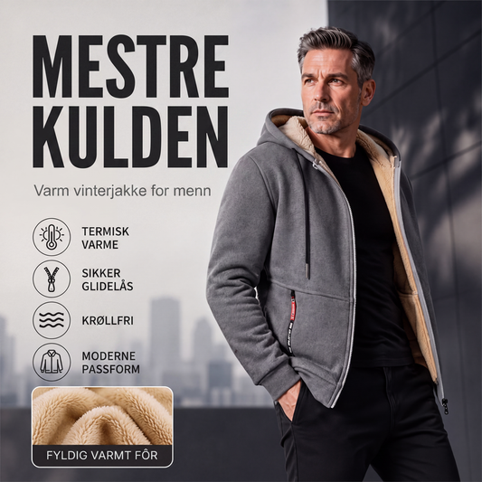 Varm hettejakke for menn, vinter