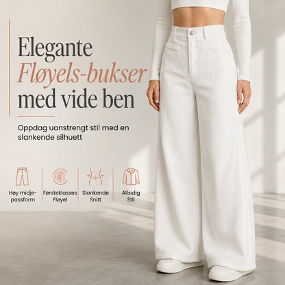 Bomullsdressbukser med høy midje for kvinner, vide bein