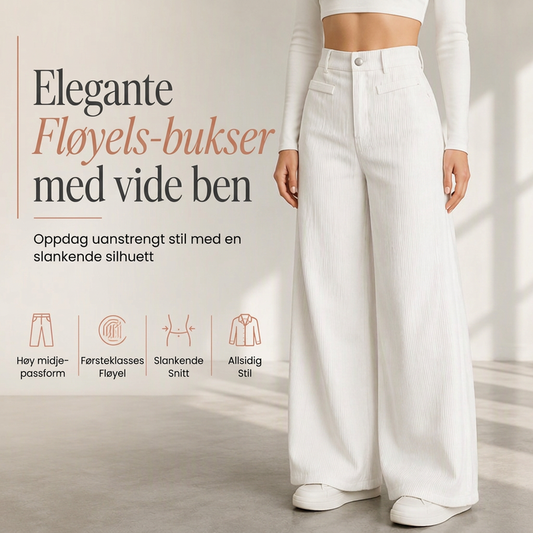 Bomullsdressbukser med høy midje for kvinner, vide bein