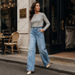 Jeans med høy midje og vide ben for kvinner