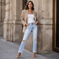 Dame retro-slitte jeans med revner