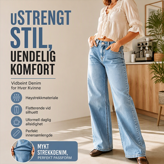 Høyelastiske wideleg jeans for kvinner