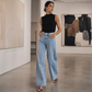 Høyelastiske wideleg jeans for kvinner