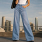 Høyelastiske wideleg jeans for kvinner