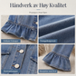Kort denimjakke for kvinner med volangkant