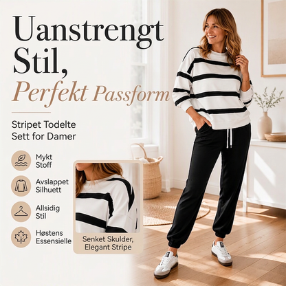 Dame skjorte med striper og joggebukse sett