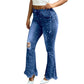 Høytaljede, slitte flared jeans for kvinner