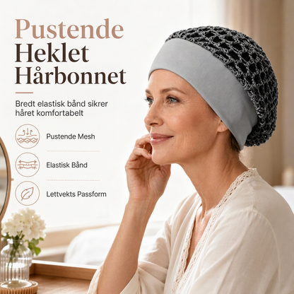 Elastisk, pustende bredbåndet hårnett i mesh, hulldekket hårbeskyttelse