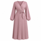 Dame Elegant Crossover V-hals Plissert Maxi Kjole