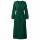 Dame Elegant Crossover V-hals Plissert Maxi Kjole