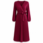 Dame Elegant Crossover V-hals Plissert Maxi Kjole