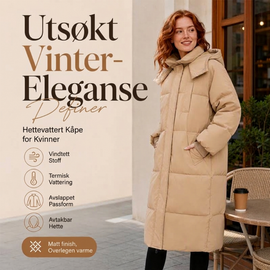Dame vinter varm løs jakke med hette
