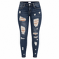 Dame høyvist, revne skinny-jeans, slitt og strekkbar denim-bukser