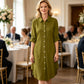 Dame uformell langermet bluse med knappestolpe