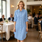 Dame uformell langermet bluse med knappestolpe