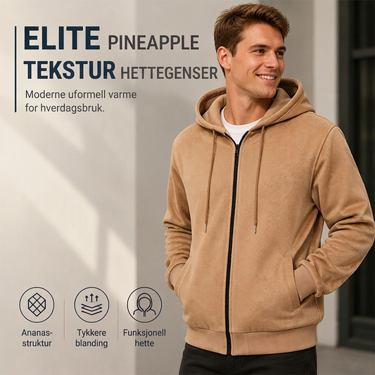 Herrejakke med hette og ananasmønster