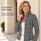 Hundetannmønster med åpen front, delt stålkrage og smal passform