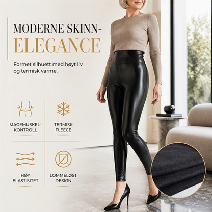 Høytaljede PU-skinnleggings for kvinner