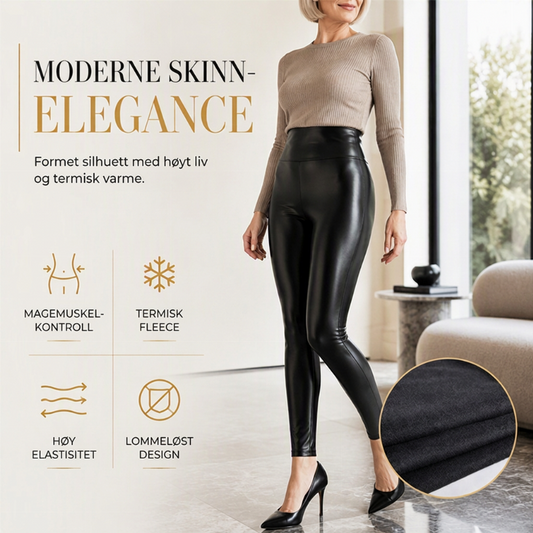 Høytaljede PU-skinnleggings for kvinner
