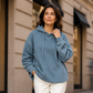 Kvinner uformell denim-genser med hette