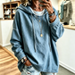 Kvinner uformell denim-genser med hette