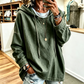 Kvinner uformell denim-genser med hette