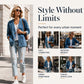 Casual denimkofta med V-hals for damer