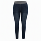 Mørkvaskede jeans for kvinner med høy midje, slim fit og bred elastisk linning, med trekk-på-design