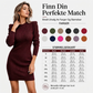 Ribbet strikket bodycon-kjole med rund hals for kvinner