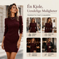 Ribbet strikket bodycon-kjole med rund hals for kvinner