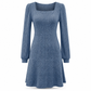 Women's Square Neck Babydoll Dress with Pockets