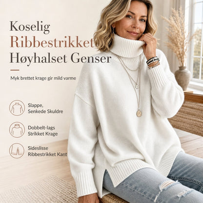 Løst strikket turtleneck-gensere for kvinner