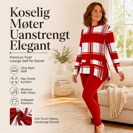 Sett med trykt langermet topp og leggings for kvinner