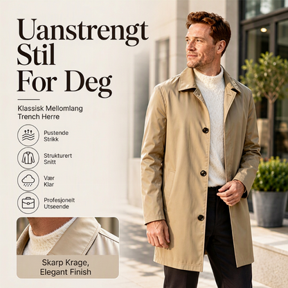 Herre minimalistisk enkeltknadd midtlang kåpe