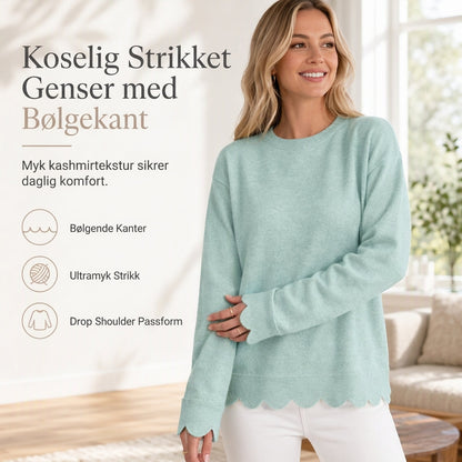 Genseren med skuldersøm og rund hals for kvinner