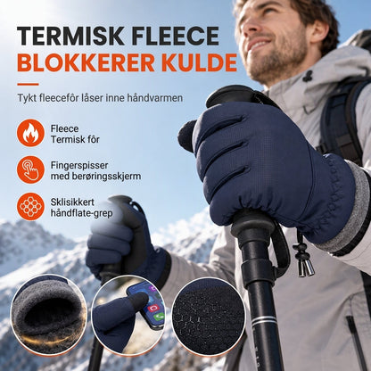 Vinterhansker med termisk fôr for herrer og damer, vindtette og kaldbeskyttende hansker med pekeskjermfunksjon og sklisikker overflate for sykling