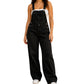 Bredbens overall i denim for kvinner med lommer