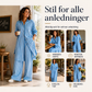 Langstripet damebluse med striper og buksett med vid ben