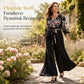 Eleganblomstret Jumpsuit med V-utringning, Vidbeinte Bukser, Midjebånd og Kruslete 3/4-ermer