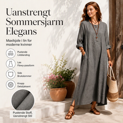 Kvinnelig uformell maxikjole med lommer