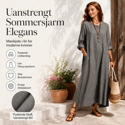 Kvinnelig uformell maxikjole med lommer