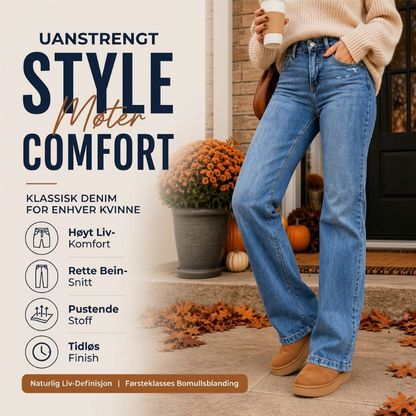 Avslappende, elastiske jeans med høy midje for kvinner