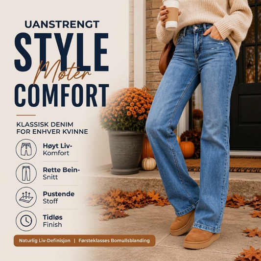 Avslappende, elastiske jeans med høy midje for kvinner