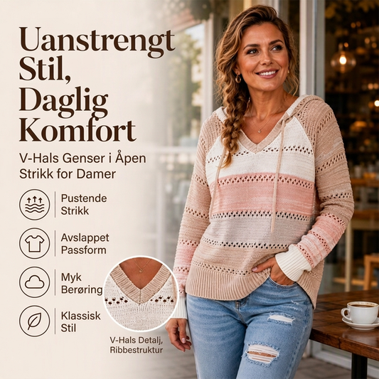 Fargerik utstikkende strikket hettegenser for kvinner