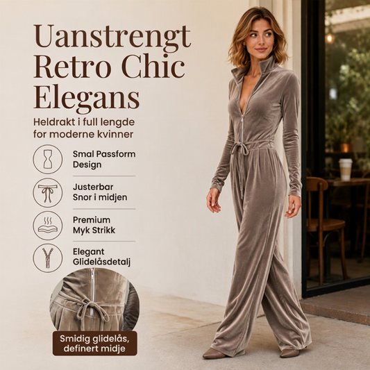 Chic fløyelsdress for damer med stålkrage