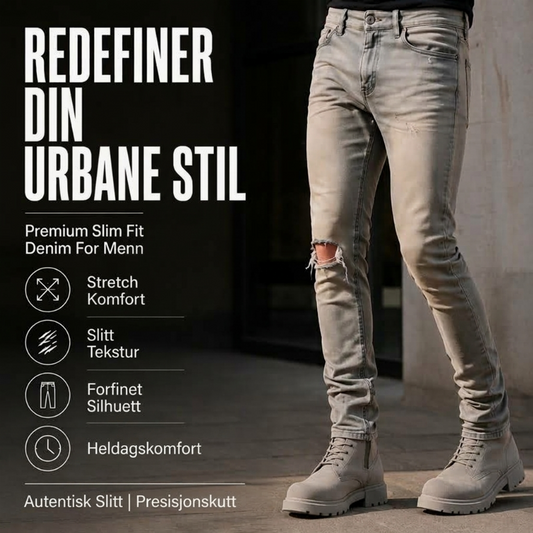 Trendy, herrede jeans med slim-fit og rifter