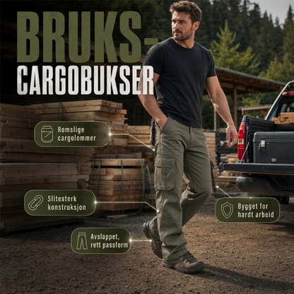 Herre-cargobukser med løs passform og flere lommer
