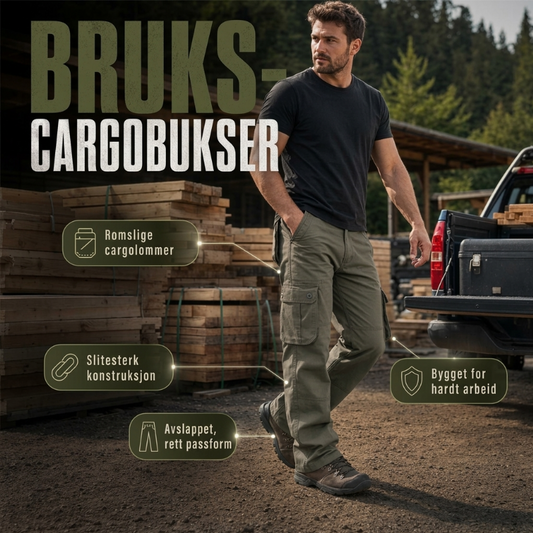 Herre-cargobukser med løs passform og flere lommer