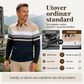 Klassisk fargeblokkert stripet topp for menn – Stilren og komfortabel hverdagstrøye ✨🖤